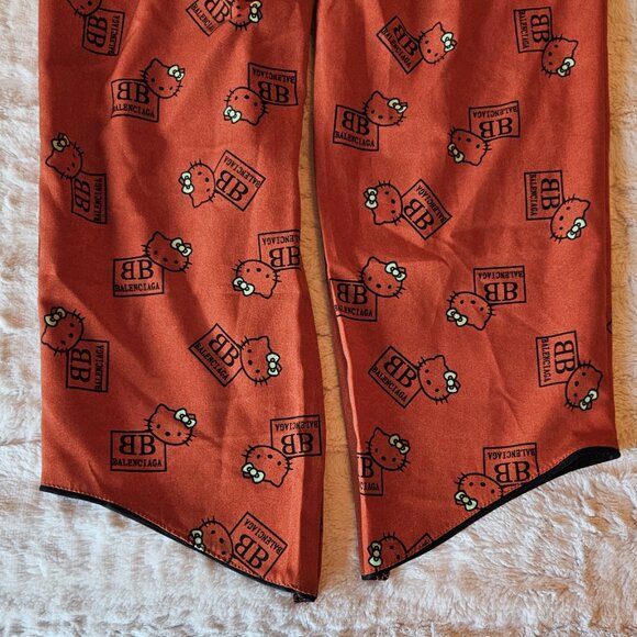BALENCIAGA HELLO KITTY Womens Rust Lightweight Lounge Pants with Pockets No Tags - Picture 2 of 7